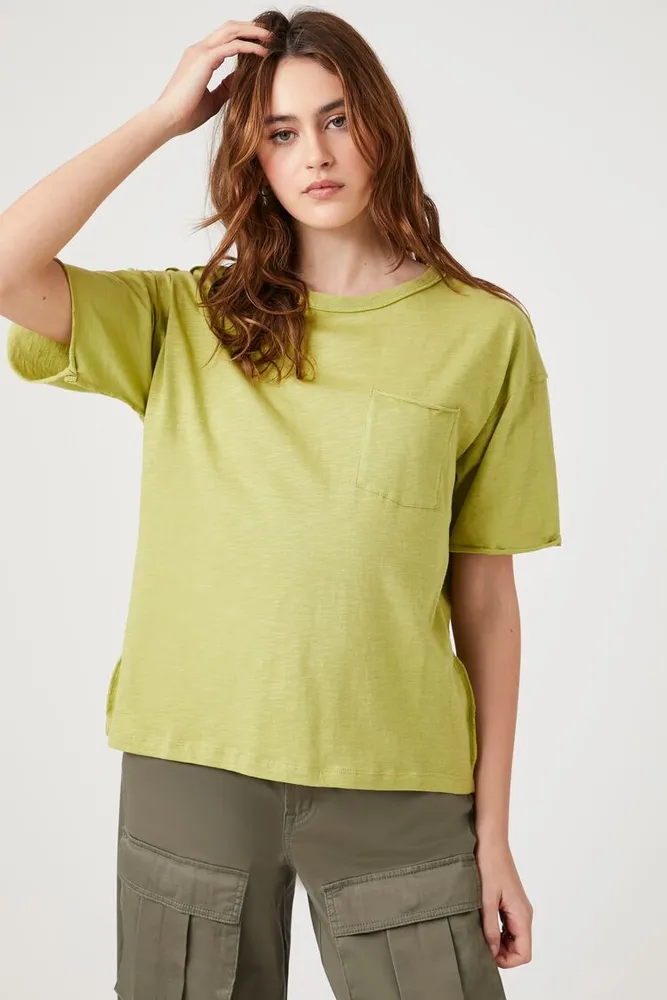 Forever 21 Women's Lettuce-Edge Mock Neck T-Shirt