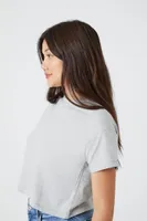 Women's Crew Neck Cropped T-Shirt in Heather Grey Medium