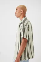 Men Striped Short-Sleeve Shirt in Black/White Medium