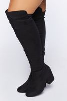 Women's Faux Suede Block Heel Boots (Wide) in Black, 7