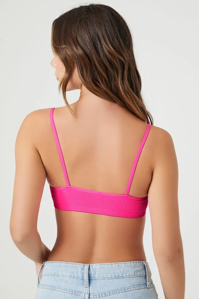 Forever 21 Women's Seamless Ribbed Bralette in Neon Pink Small
