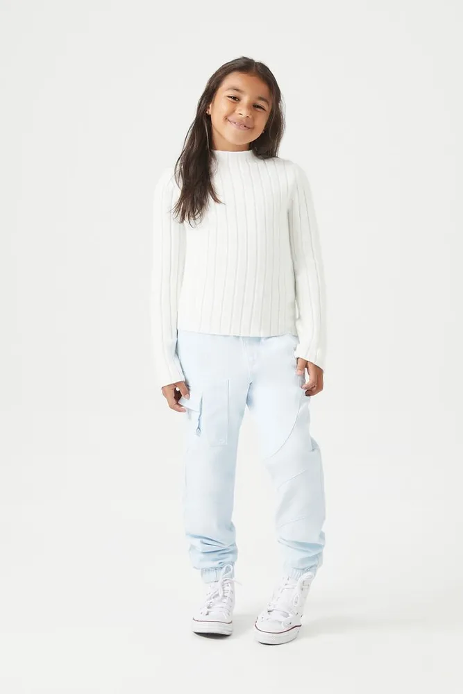 Girls Twill Cargo Joggers (Kids) in Blue, 5/6