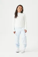 Girls Twill Cargo Joggers (Kids) Blue,