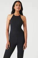 Women's Crisscross Halter Jumpsuit in Black Large