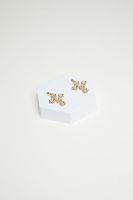 Women's Floral Cross Drop Earrings in Gold