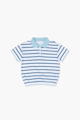 Girls Striped Polo Shirt (Kids) in White, 5/6