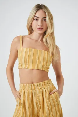 Women's Striped Cropped Cami in Goldenrod Large