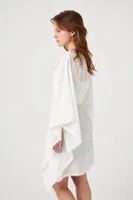 Women's Dotted Chiffon Kimono in White Medium