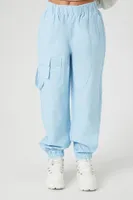 Women's Twill Cargo Joggers in Sky Blue, XL