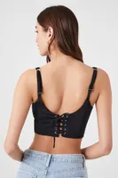 Women's Cutout Lace-Up Cropped Cami in Black Medium