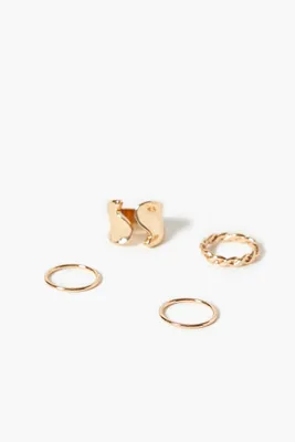 Women's Twisted Abstract Ring Set in Gold, 8