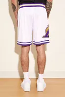 Men Unisex Los Angeles Lakers Basketball Shorts in White, XL