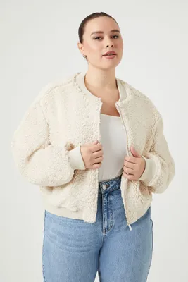 Women's Faux Shearling Bomber Jacket in Vanilla