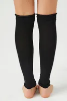 Lettuce-Edge Leg Warmers in Black