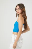 Women's Smocked Tube Crop Top in Ibiza Blue Large