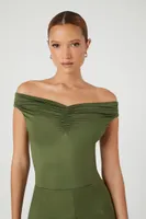 Women's Contour Off-the-Shoulder Bodysuit in Olive Large