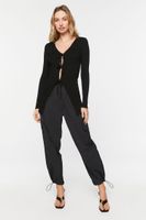 Women's Longline Cutout Cardigan Sweater in Black Small