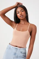 Women's Sweater-Knit Cropped Cami in Beige Large