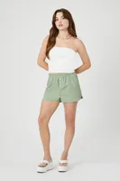 Women's Button-Front Dolphin-Hem Shorts in Sage Medium