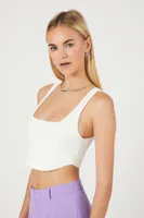 Women's Sweater-Knit Crop Top in White Medium