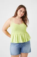 Women's Smocked Flounce Cami Honeydew,