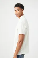 Men Textured Short-Sleeve Polo Shirt in Cream, XXL