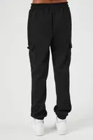 Women's Waffle Knit Cargo Pants in Black Large