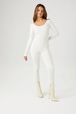 Women's Contour Long-Sleeve Jumpsuit in Vanilla Medium