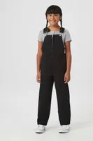 Girls Twill Overalls (Kids) in Black, 13/14