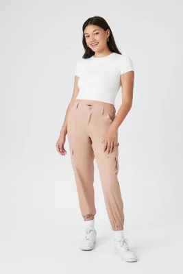 Women's High-Rise Cargo Pants in Taupe Large