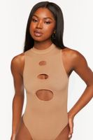 Women's Cutout Sleeveless Bodysuit in Mocha, S/M