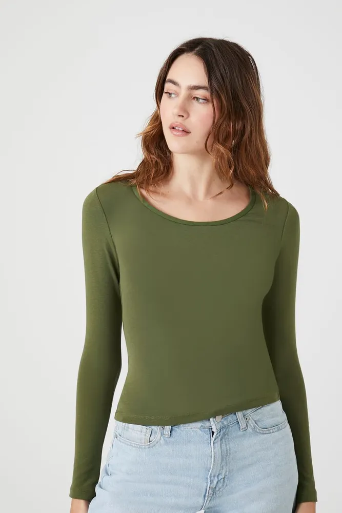 Women's Cotton-Blend Scoop-Neck Top