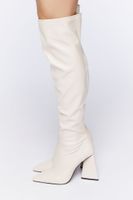 Women's Faux Leather Over-the-Knee Boots in Cream, 7