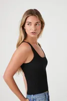 Women's Sweater-Knit Ribbed Tank Top in Black, XS