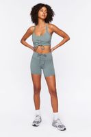 Women's Active Ruched Drawstring Biker Shorts in Tea, XS