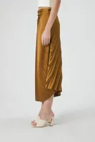 Women's Pleated Satin Maxi Skirt in Cigar Small