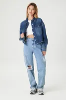 Women's Cropped Denim Jacket in Dark Denim, XS