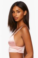 Women's Satin Longline Triangle Bralette in Peachy Cheeks Large