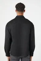 Men Faux Suede Drop-Sleeve Shirt in Black Small