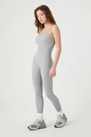 Women's Seamless Ribbed Knit Jumpsuit in Heather Grey Medium