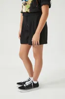 Girls Pleated High-Rise Shorts (Kids) in Black, 11/12