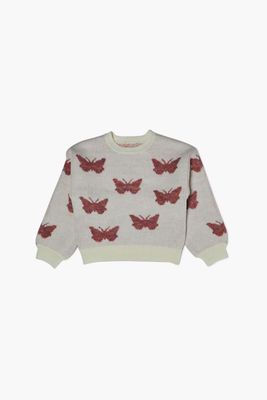 Girls Butterfly Print Sweater (Kids) in Cream, 13/14