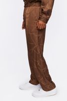 Men Chain Print Slim-Fit Pants in Dark Brown Large