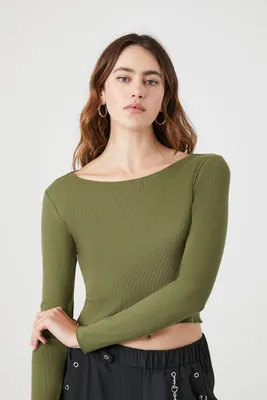 Women's Cropped Long-Sleeve Top in Cypress Small