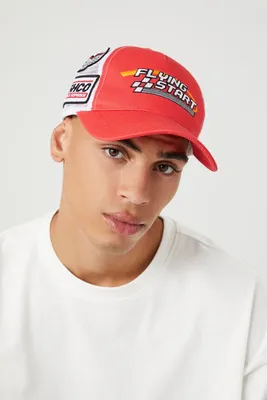 Men Colorblock Flying Start Trucker Hat in Red