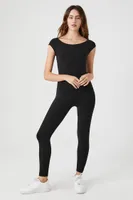 Women's Cap-Sleeve Fitted Jumpsuit in Black Medium