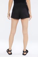 Women's Smocked Linen-Blend Shorts in Black Small