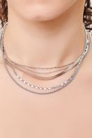 Women's Layered Chain Necklace in Silver