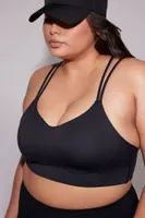 Women's Strappy Longline Sports Bra in Black, 3X