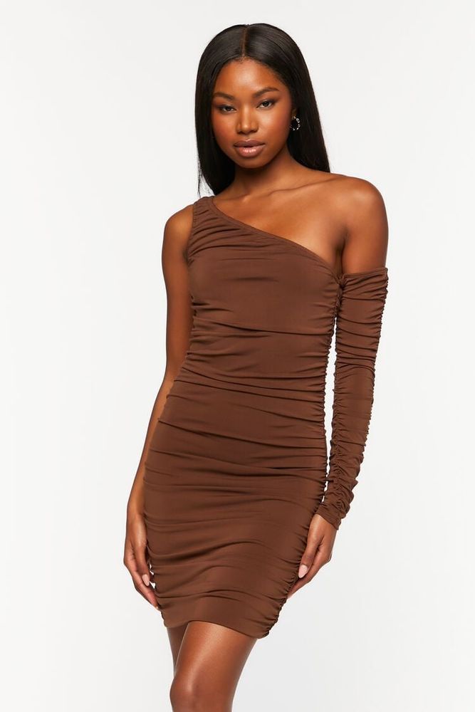 Express Cocktail & Party Bodycon One Shoulder Ruched Mini Dress